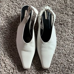 TOPSHOP White Leather Slingback Heels!